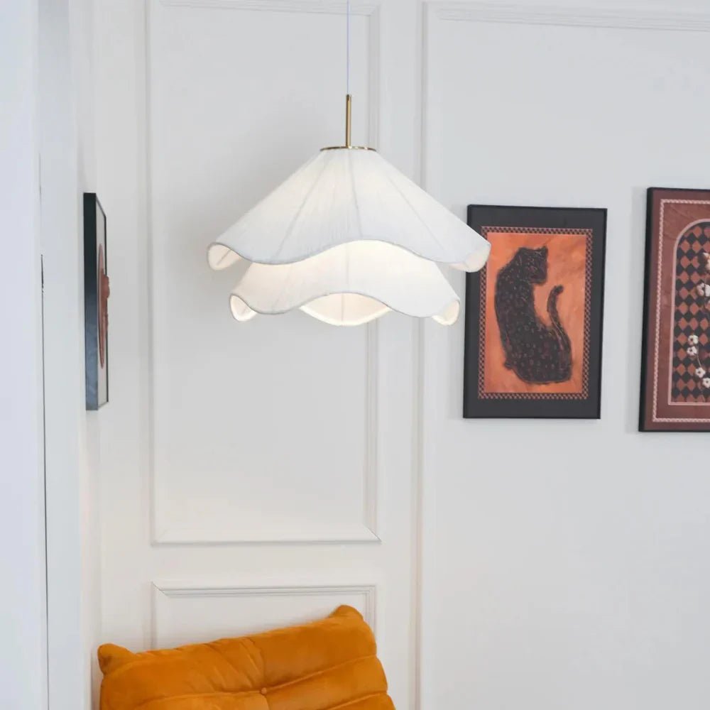 Modern White Fabric Flower LED Pendant Light - Lexians