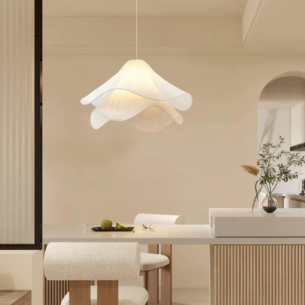 Modern White Fabric Flower LED Pendant Light - Lexians