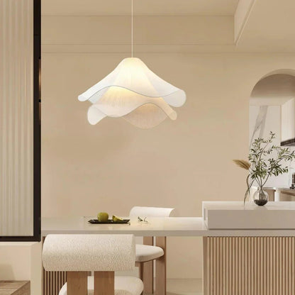 Modern White Fabric Flower LED Pendant Light - Lexians