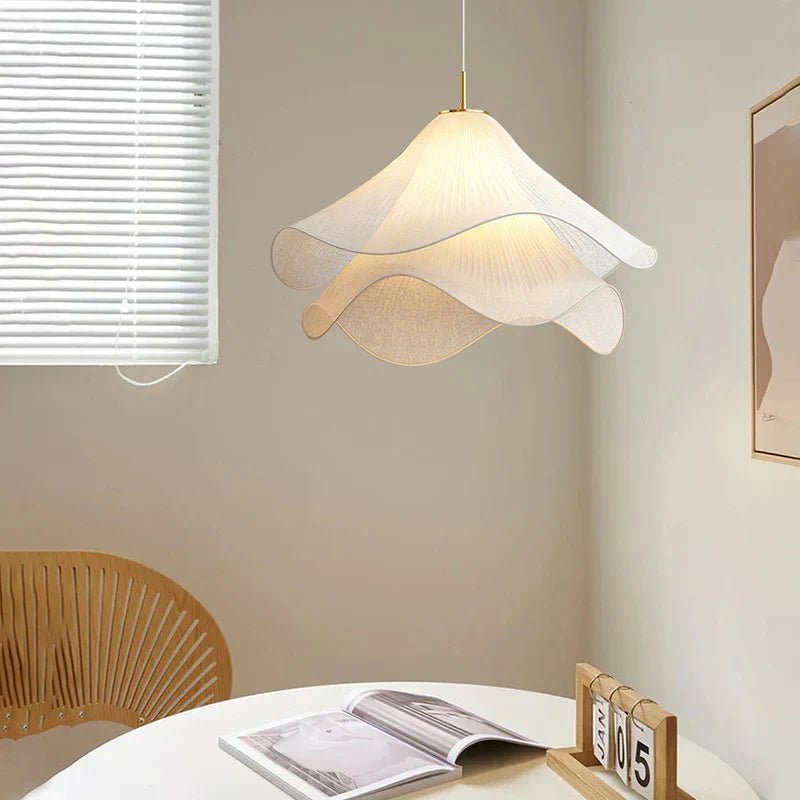 Modern White Fabric Flower LED Pendant Light - Lexians