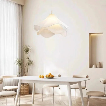 Modern White Fabric Flower LED Pendant Light - Lexians