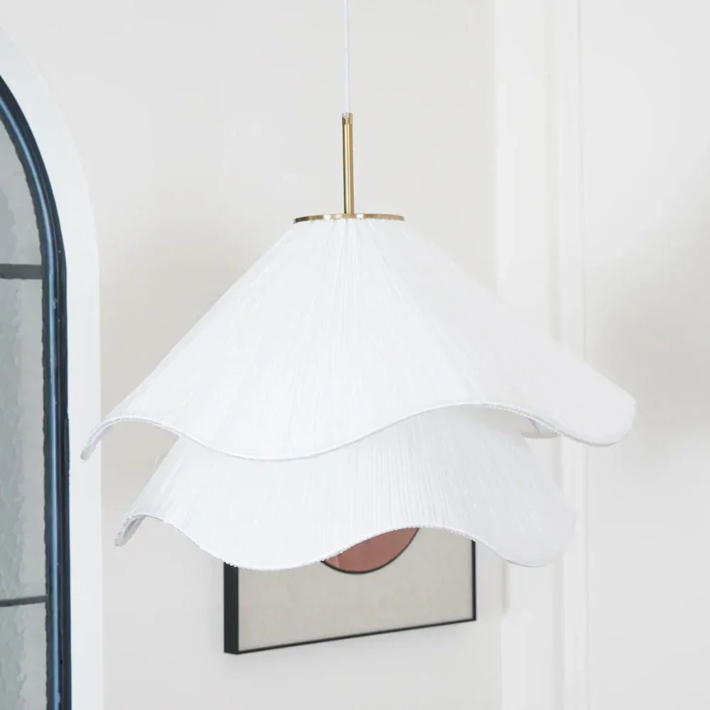 Modern White Fabric Flower LED Pendant Light - Lexians