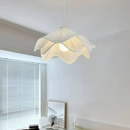 Modern White Fabric Flower LED Pendant Light - Lexians