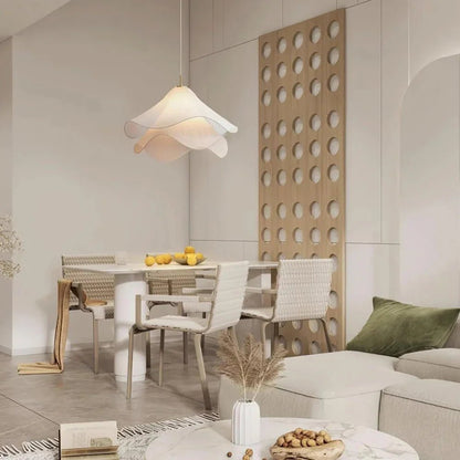 Modern White Fabric Flower LED Pendant Light - Lexians