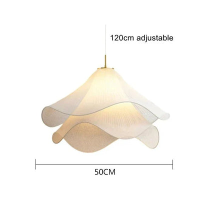 Modern White Fabric Flower LED Pendant Light - Lexians