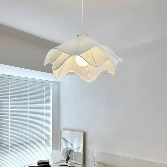Modern White Fabric Flower LED Pendant Light - Lexians