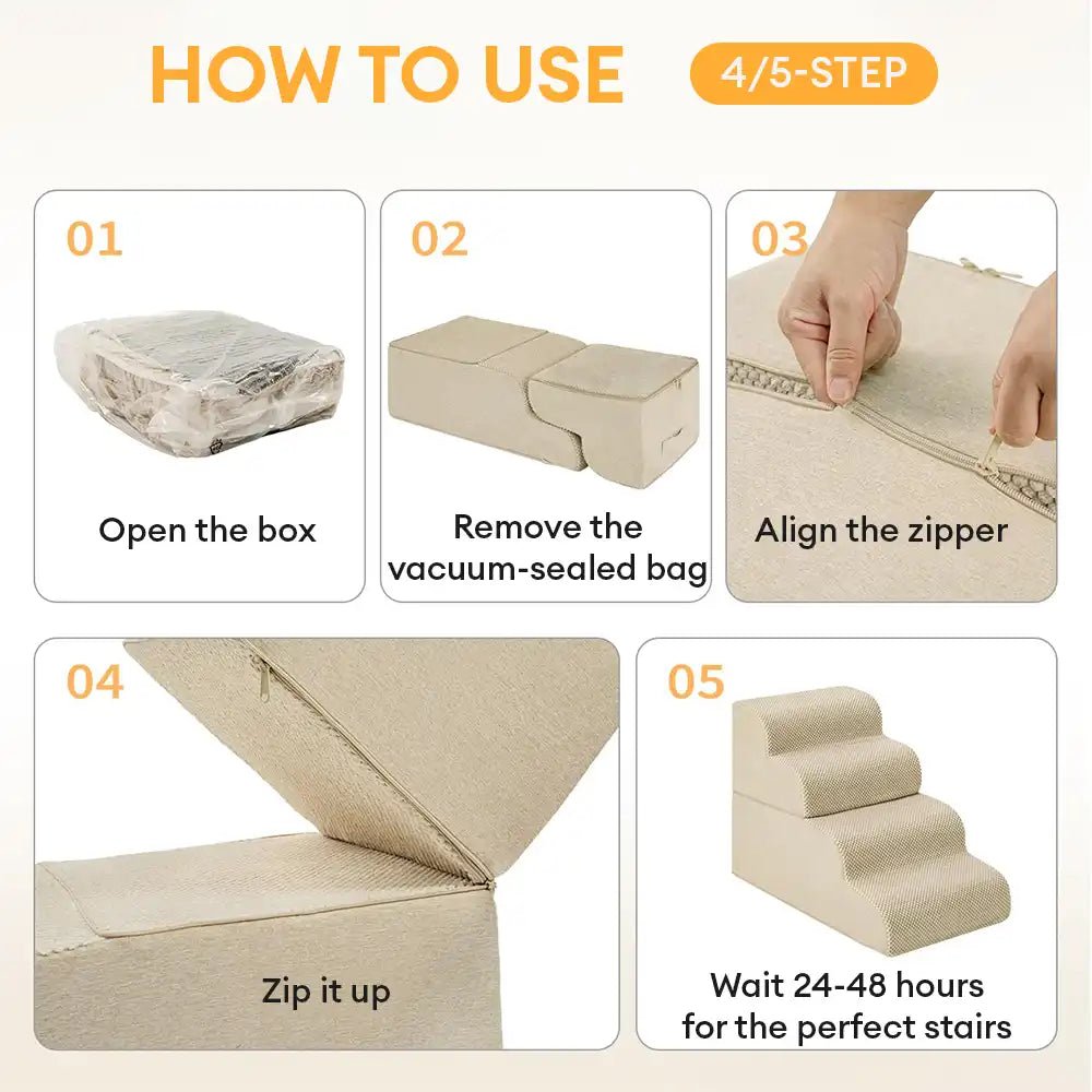 Modular Stackable Foam Ramp Dog Stairs for Small & Senior Dogs - Lexians