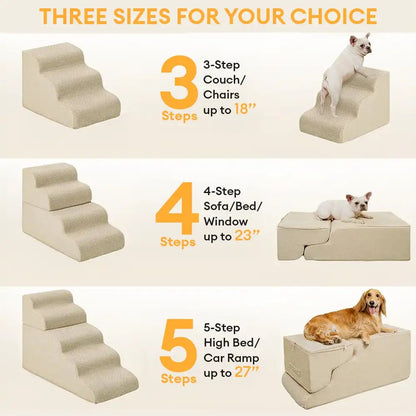 Modular Stackable Foam Ramp Dog Stairs for Small & Senior Dogs - Lexians