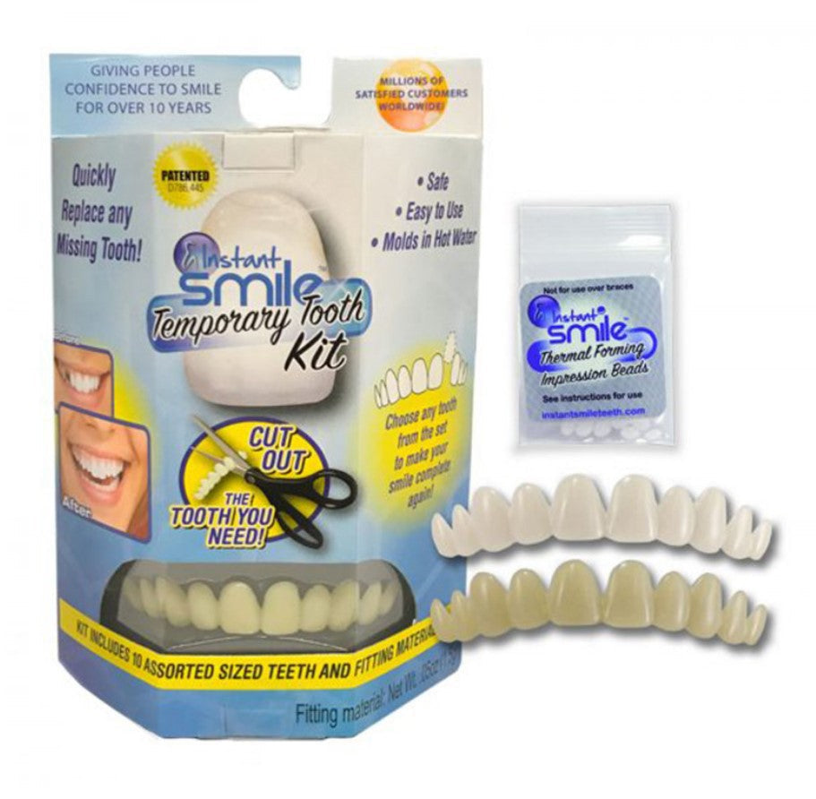"Natural-look temporary false teeth, realistic design for seamless fit, suitable for men and women, enhances smile."