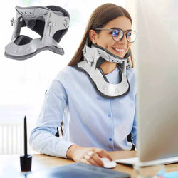 Neck Stretcher Traction Device with heat, adjustable heights; ergonomic design, precision pressure points for neck pain relie