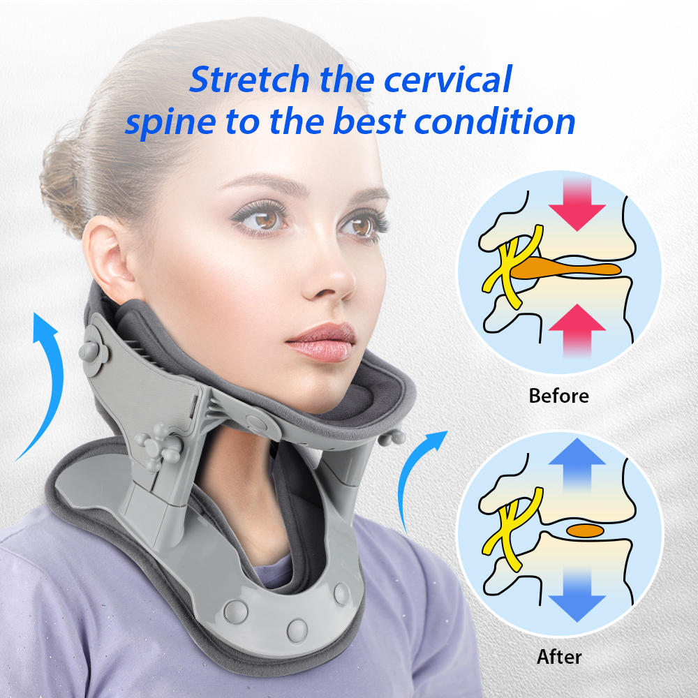 Neck Stretcher Traction Device with heat, adjustable heights; ergonomic design, precision pressure points for neck pain relie