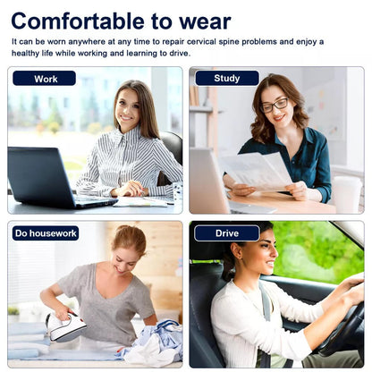 Neck Stretcher Traction Device with heat, adjustable heights; ergonomic design, precision pressure points for neck pain relie