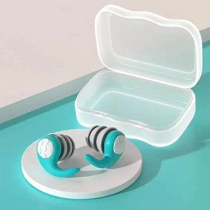 "Noise Cancelling Silicone Earplugs, reusable, colorful set, soft silicone material, tech gadgets, comfort fit, serene use."
