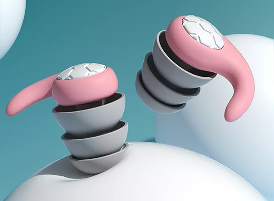 "Noise Cancelling Silicone Earplugs, reusable, colorful set, soft silicone material, tech gadgets, comfort fit, serene use."