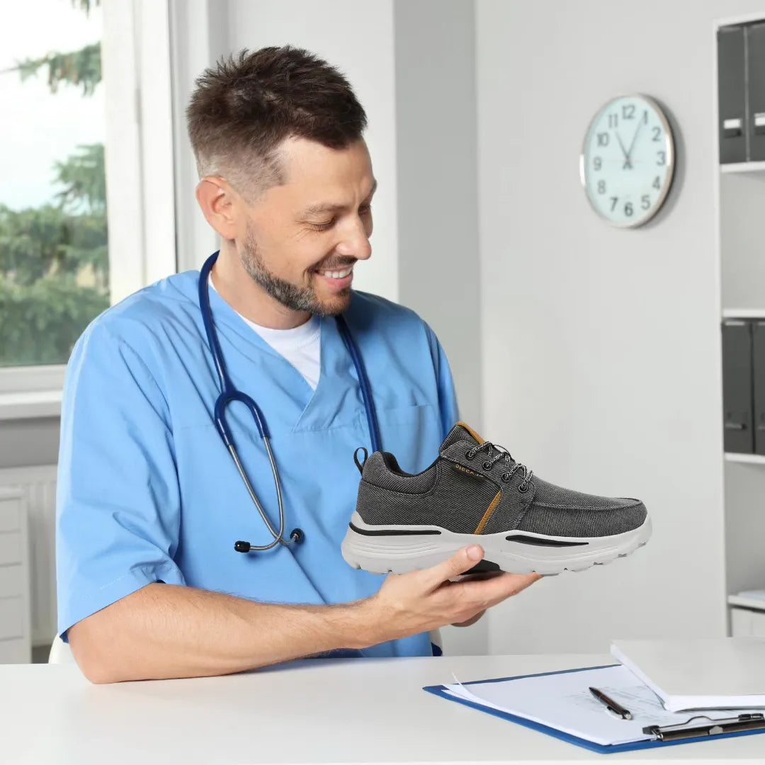 Men's barefoot walking shoes, flexible & orthopedic for pain relief and healthy foot support.