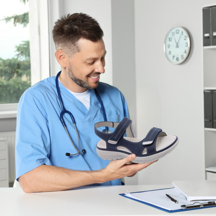 Slip-on women's sandals, perfect for bunion relief. Orthopedic design ensures comfortable foot support.