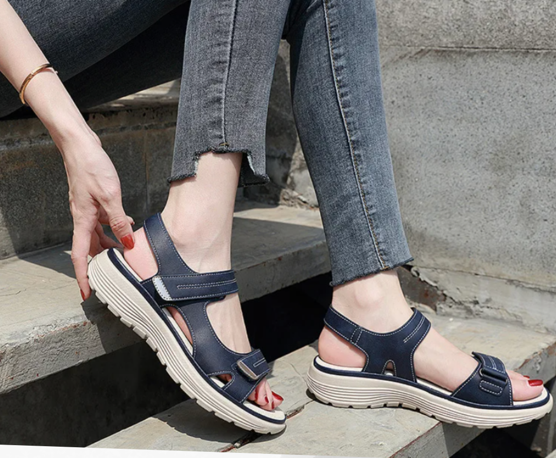 Comfortable women's orthopedic sandals, ideal for bunion relief & pain-free summer steps. Casual flats.