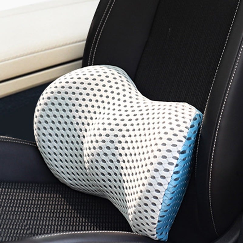 Orthopedic lumbar support cushion with ergonomic design, provides comfort and posture support, ideal for chairs and car seats