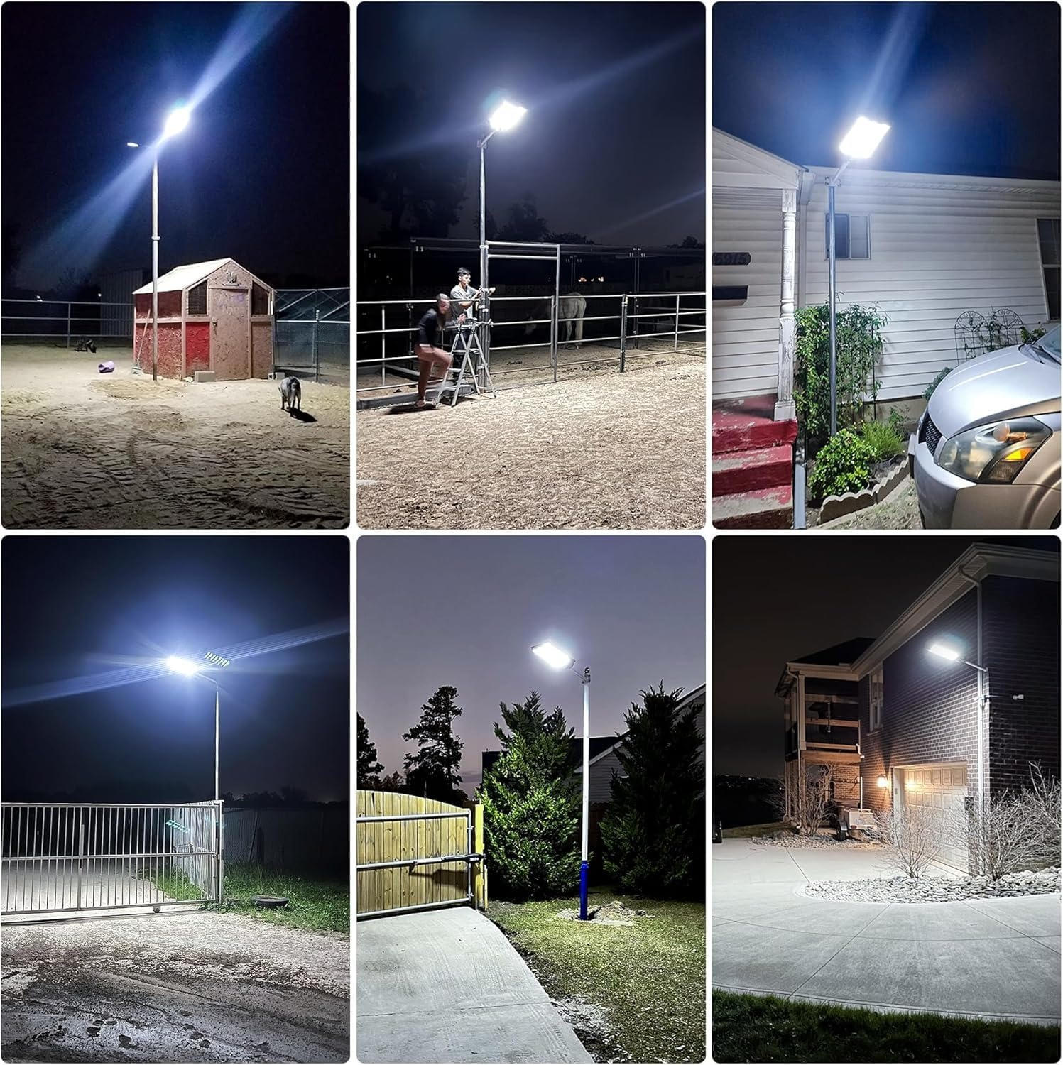 "Outdoor solar street light with 504 bright LEDs providing wide illumination, mounted on a pole, against a clear blue sky."