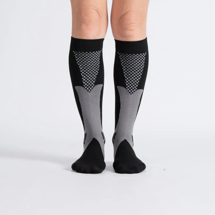Pair of midnight gray unisex gentle compression socks for improved circulation and everyday comfort