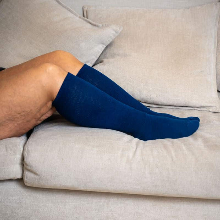 Stylish navy blue compression socks, perfect health socks for all-day wear and support