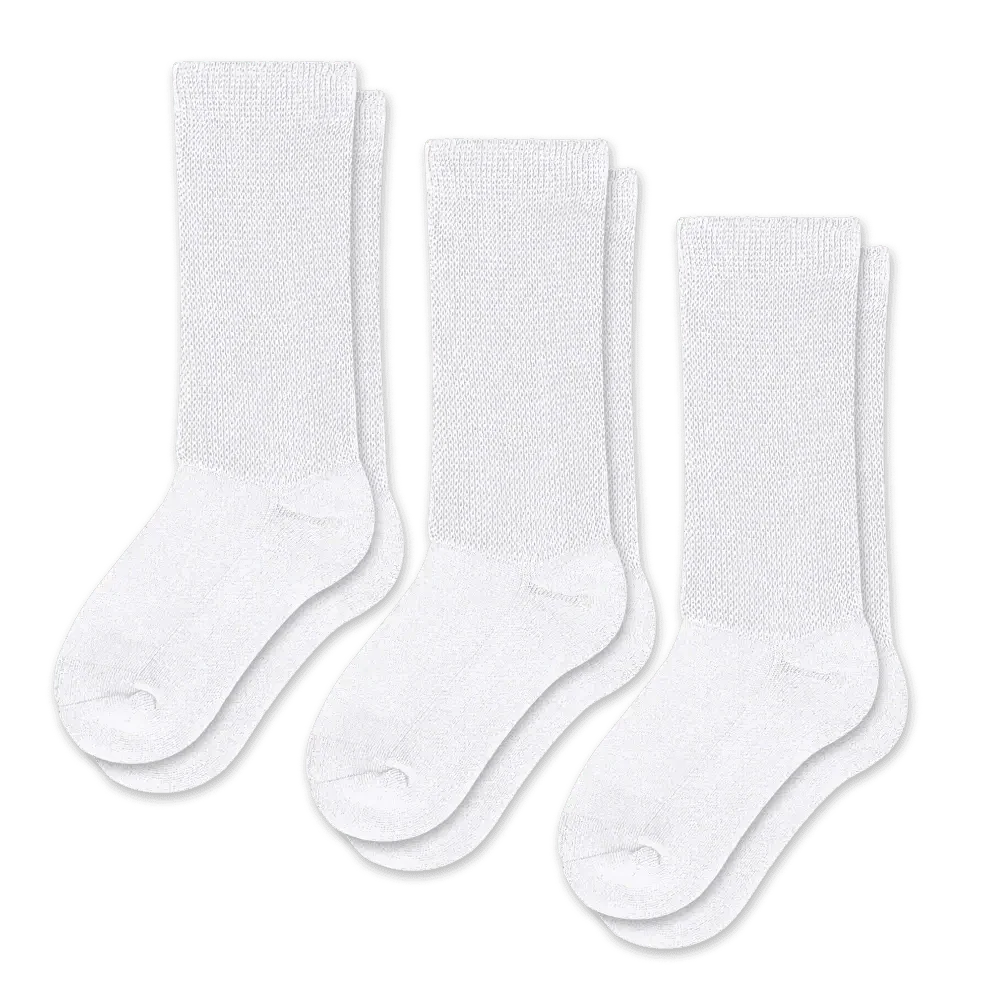 White compression socks, folded neatly, displaying their soft texture and readiness for all-day wear.
