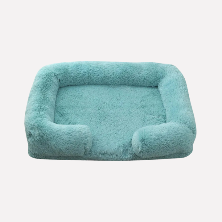 Cozy washable pet bed, plush design, non-slip bottom for dogs.