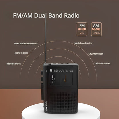 Portable AM/FM Cassette Recorder with Dual Power - Lexians