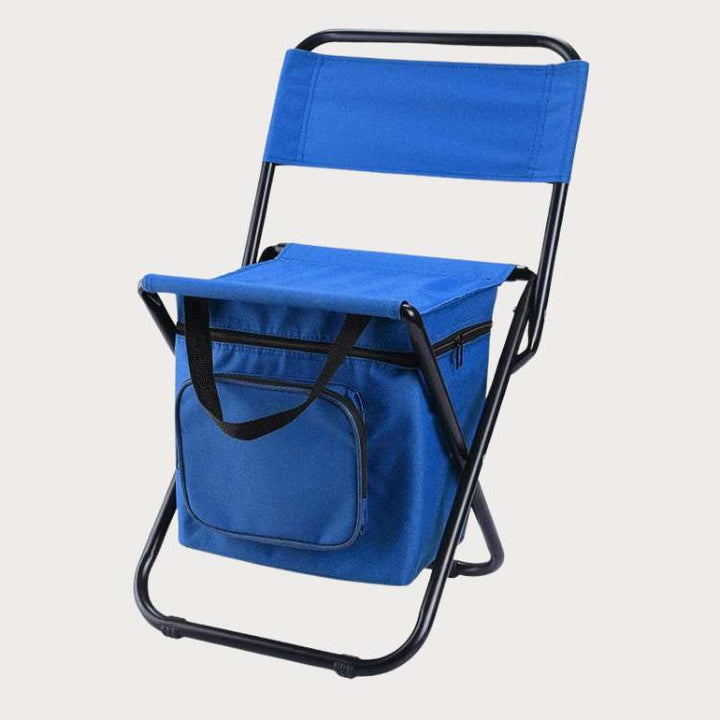 Adventure-ready portable folding chair with an insulated cooler, essential gear for any outdoor enthusiast.