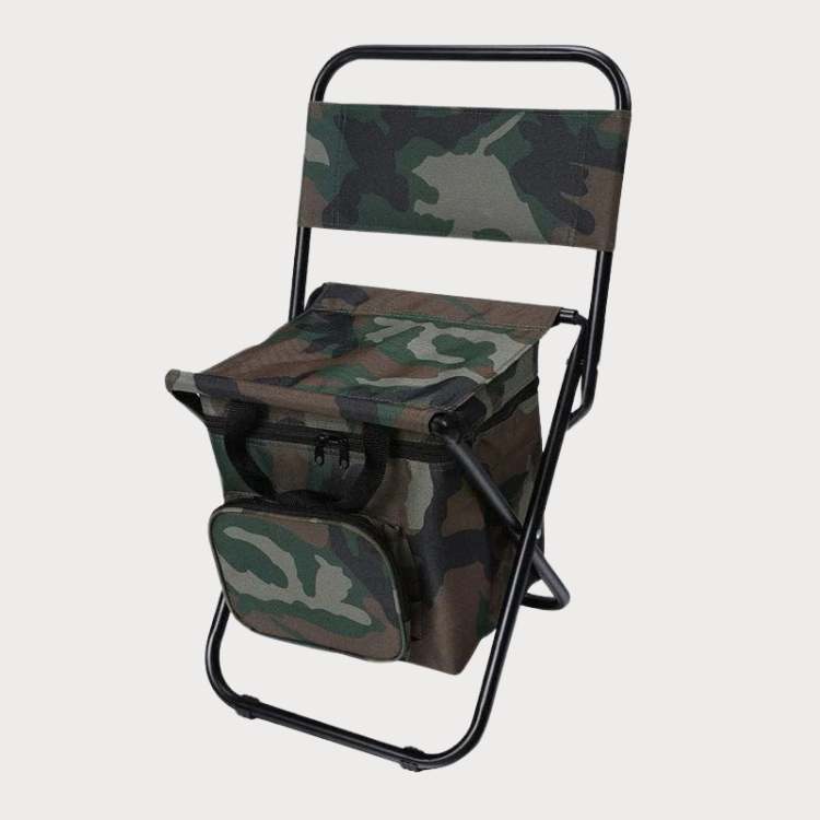 Unisex portable folding outdoor chair featuring an insulated cooler, ideal for camping, beach, and travel.