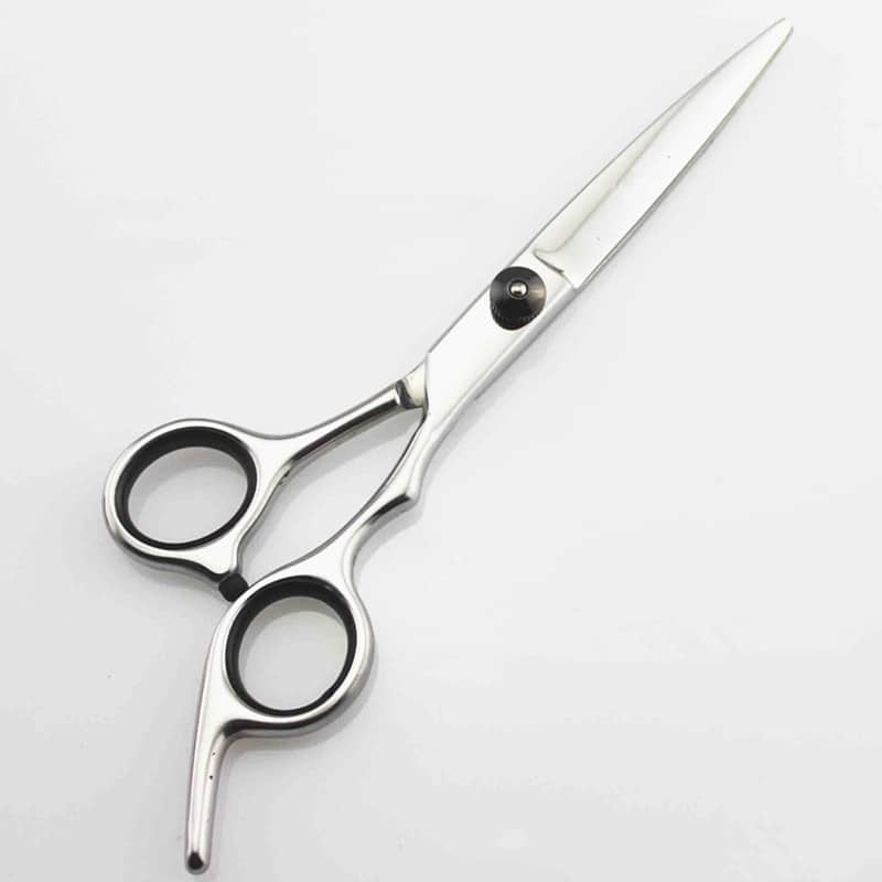 Professional 6-inch hair cutting scissors set with black finish, ergonomic design, includes thinning and cutting scissors.