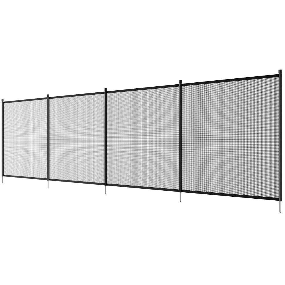 "Removable inground pool safety fence with mesh design providing child and pet protection with sleek, durable panels."
