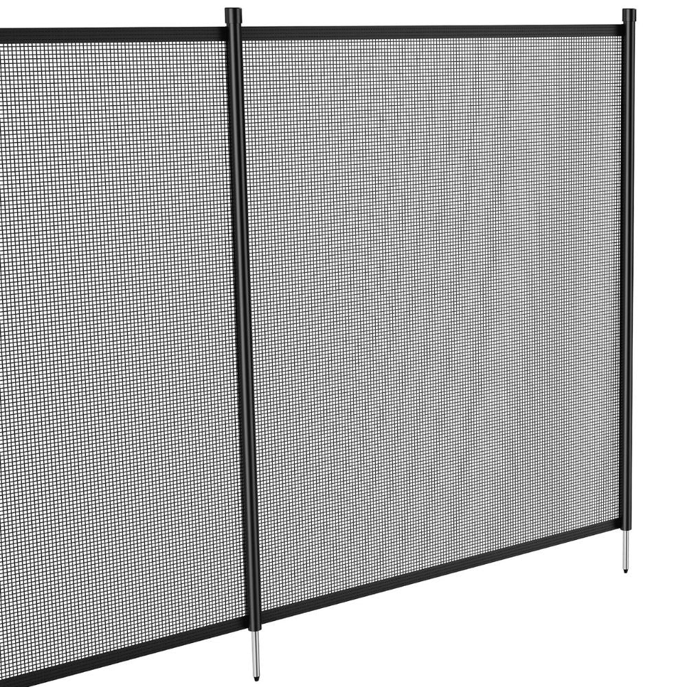 "Removable inground pool safety fence with mesh design providing child and pet protection with sleek, durable panels."