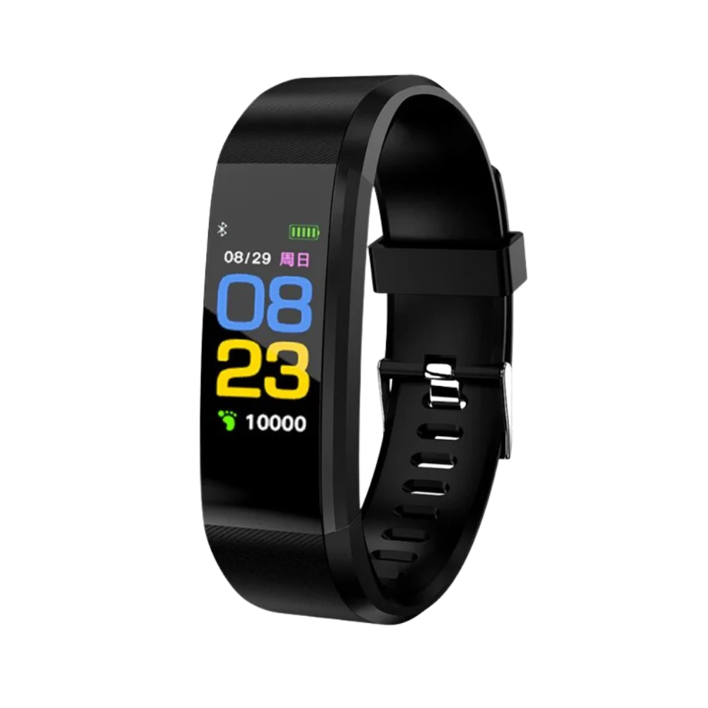 Senior-friendly smartwatch with health features, LED screen, real-time monitoring, waterproof, in Black, Blue, Green, or Purp