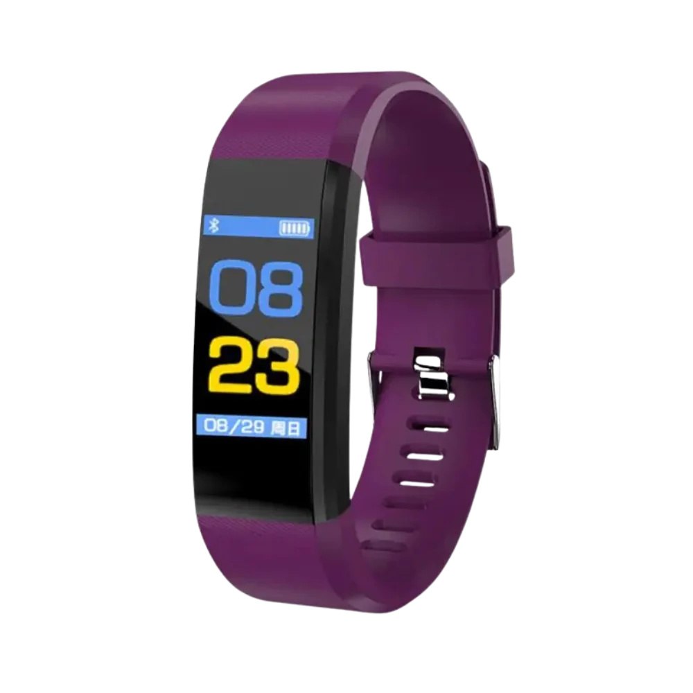 Senior-friendly smartwatch with health features, LED screen, real-time monitoring, waterproof, in Black, Blue, Green, or Purp