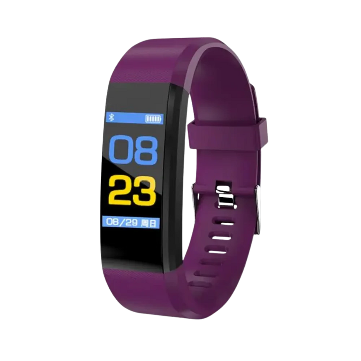 Senior-friendly smartwatch with health features, LED screen, real-time monitoring, waterproof, in Black, Blue, Green, or Purp