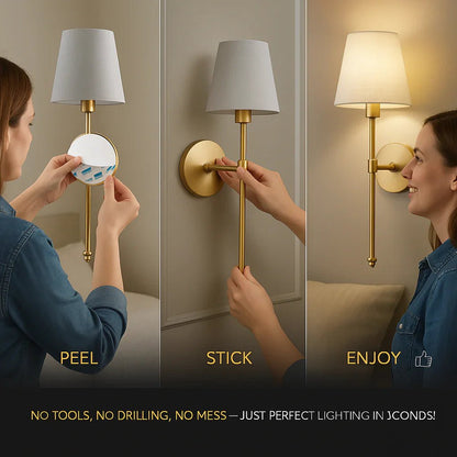 Set of 2 Wireless Fabric Wall Lights - Adjustable & Portable - Lexians