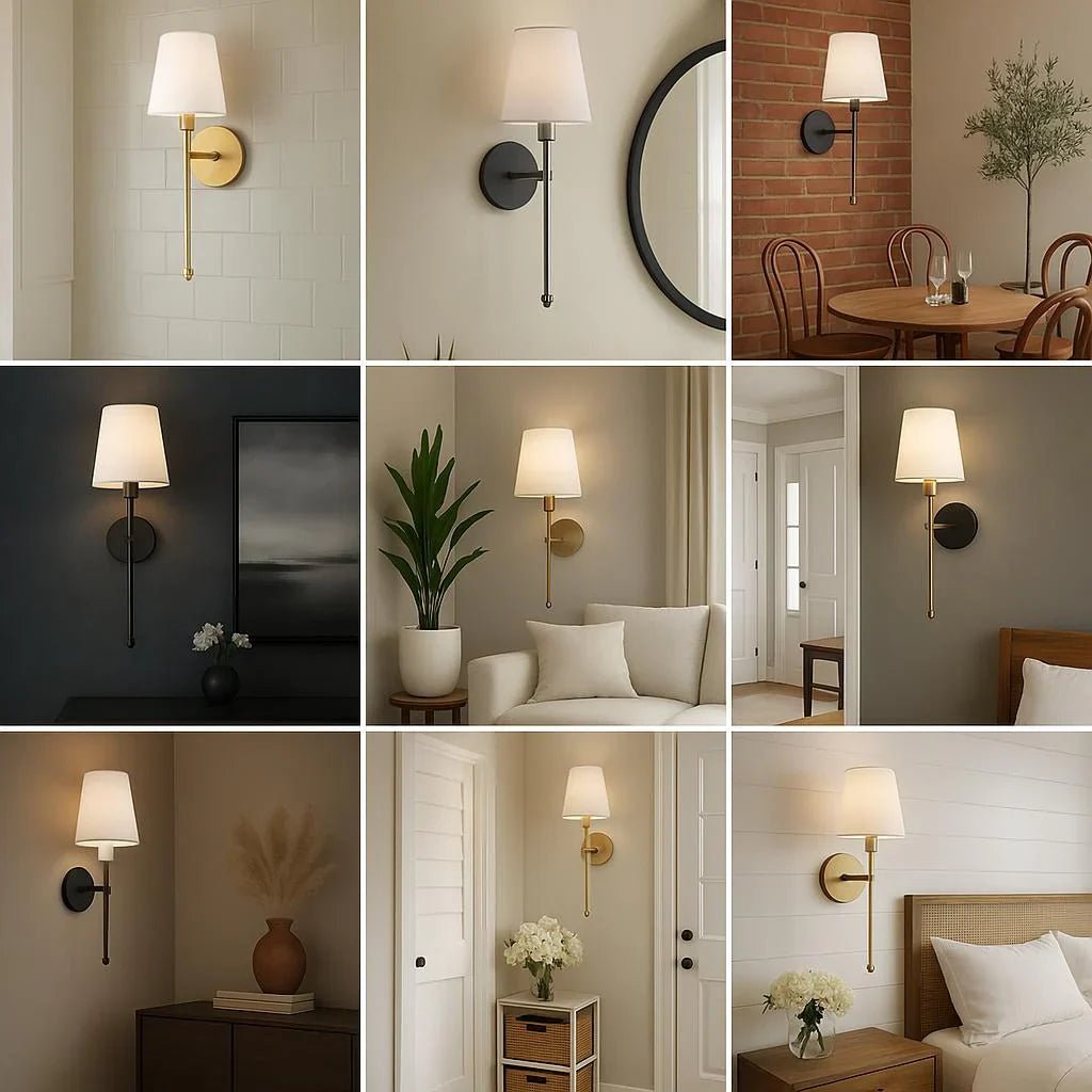 Set of 2 Wireless Fabric Wall Lights - Adjustable & Portable - Lexians