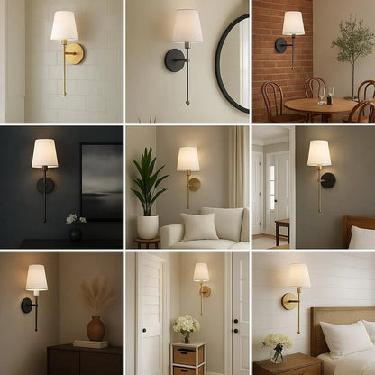 Set of 2 Wireless Fabric Wall Lights - Adjustable & Portable - Lexians