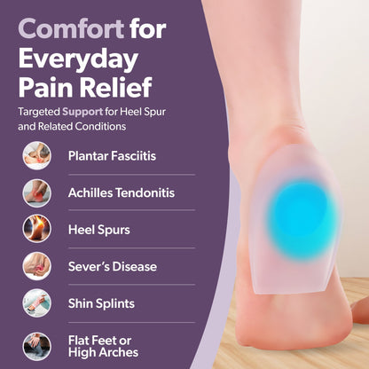 Silicone Heel Spur Shoe Inserts with Gel Cushions - Unisex Pain Relief - Lexians