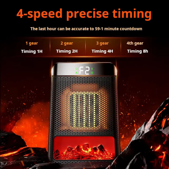 "Sleek compact electric heater with PTC ceramic tech, fast heat and energy-efficient, perfect for bedrooms and offices."