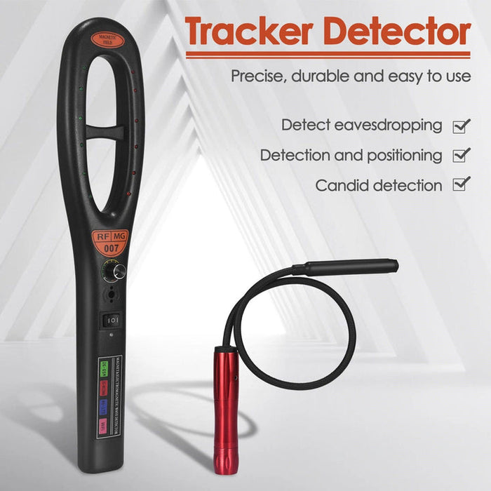 "Sleek GPS tracker detector with free detection tube; compact tech gadget for hidden device protection."