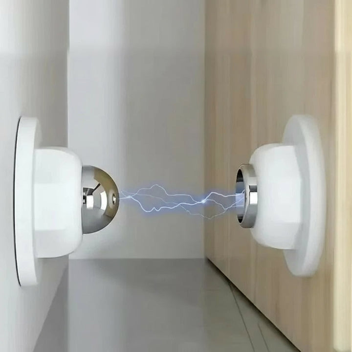 No-drill magnetic door stop with adhesive for easy wall or floor mount. Modern door holder for home & office.
