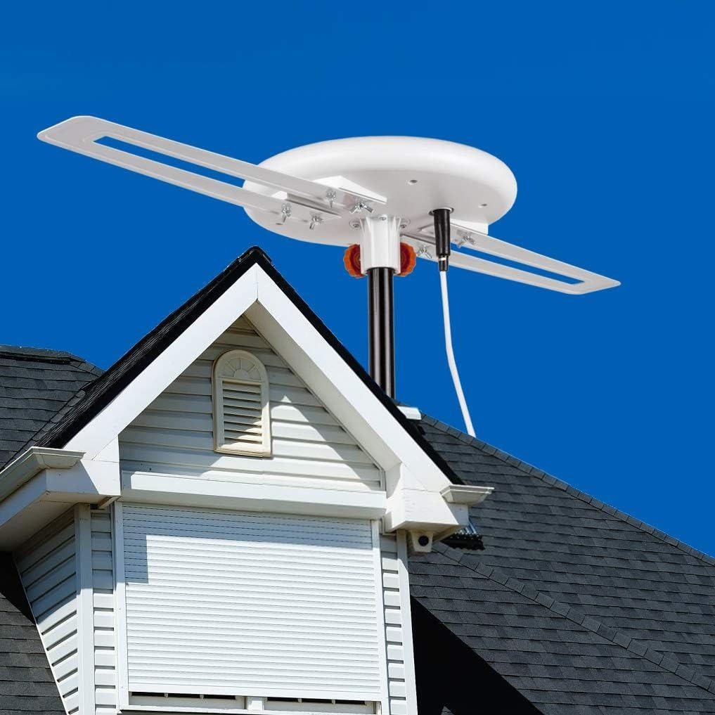 "Sleek omni HDTV antenna with extended range, optimal reception, and modern design for free high-definition channels."