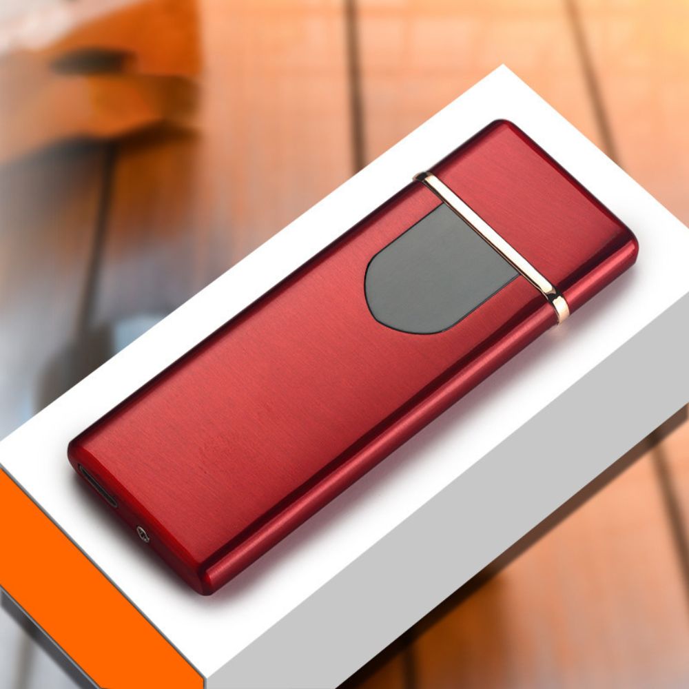 "Sleek USB rechargeable windproof electric pocket lighter, compact design for outdoor use, reliable electric ignition."