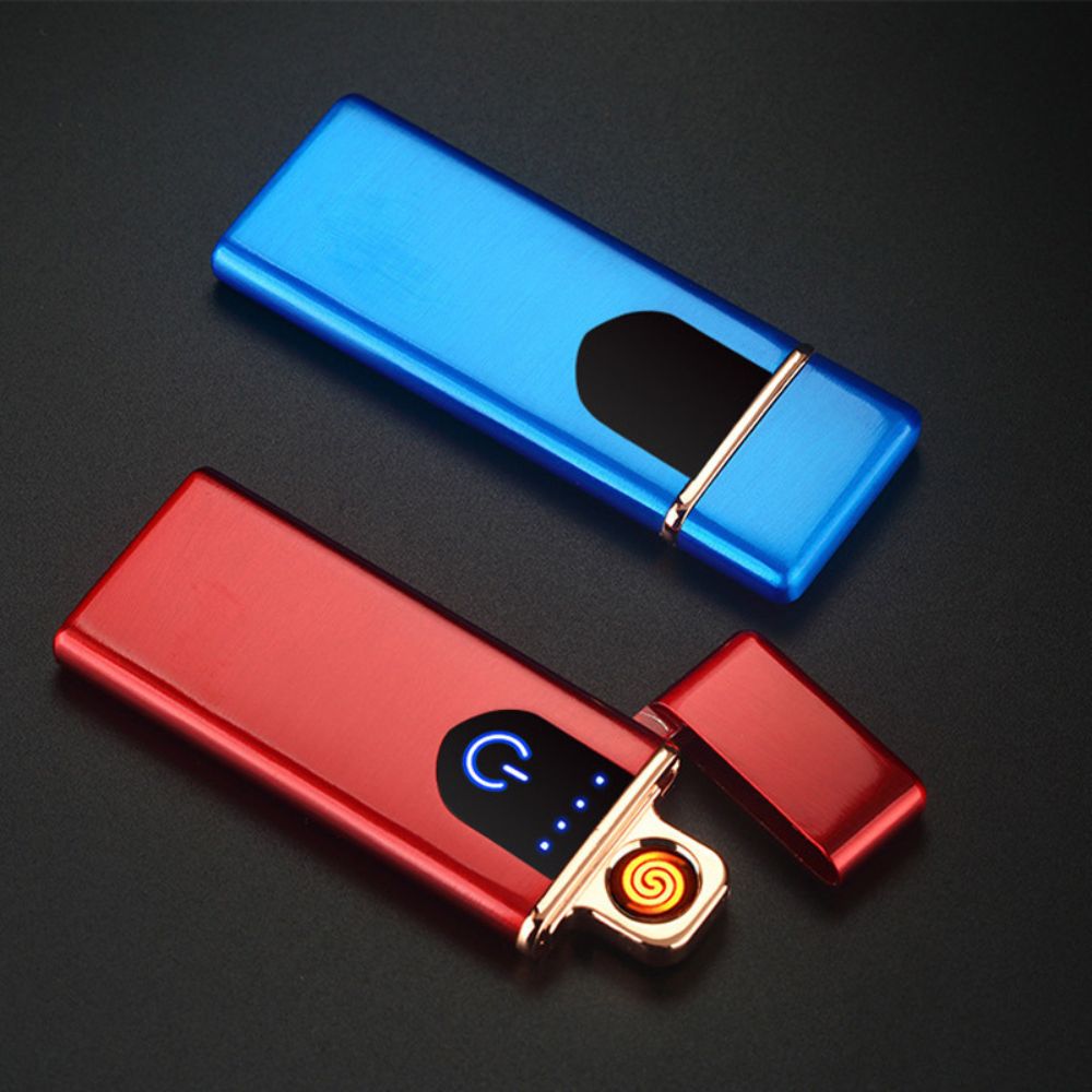 "Sleek USB rechargeable windproof electric pocket lighter, compact design for outdoor use, reliable electric ignition."