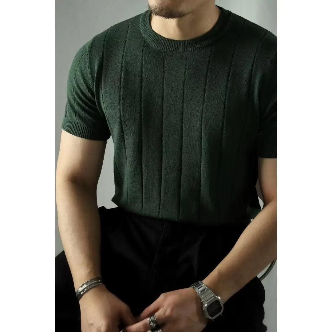 Sleek men's slim fit zipper polo, short sleeve, for modern urban casual outfits.