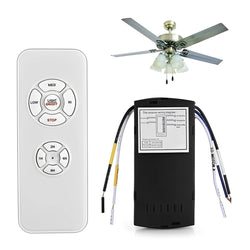 Smart universal ceiling fan remote control with sleek design, buttons for fan speed and light adjustments, compatible with Wi
