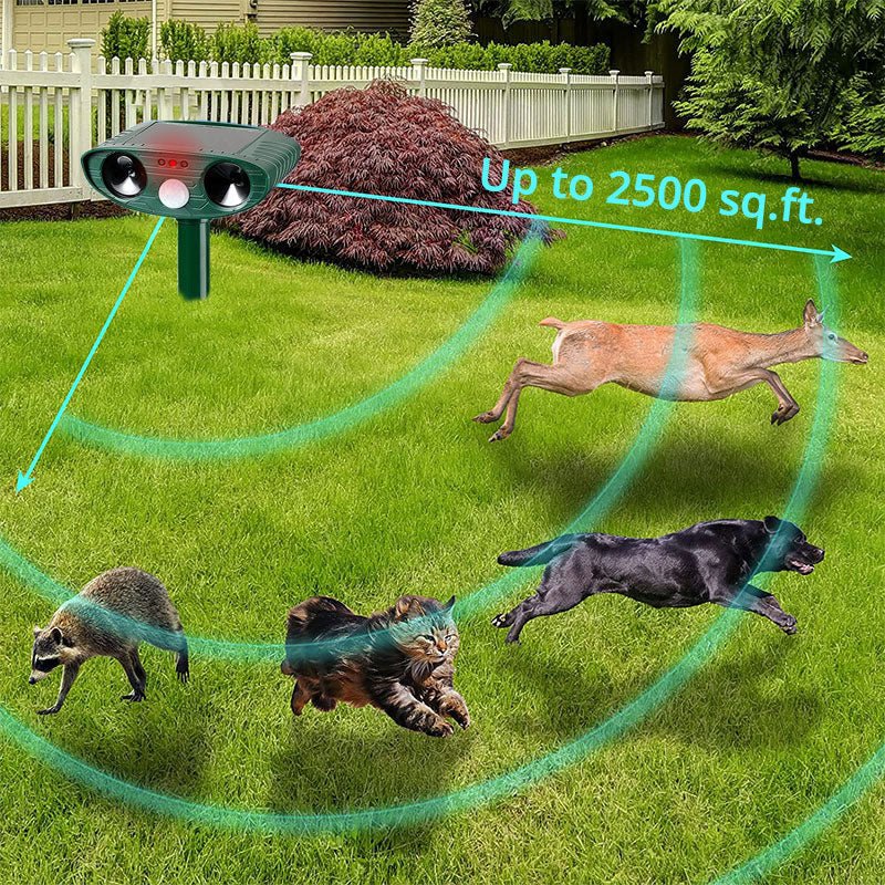 Solar - Powered Ultrasonic Deer Repeller with Flashing Light - Lexians