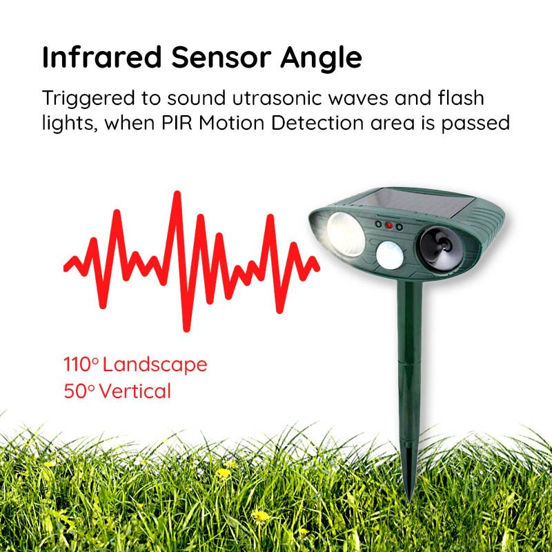 Solar - Powered Ultrasonic Deer Repeller with Flashing Light - Lexians
